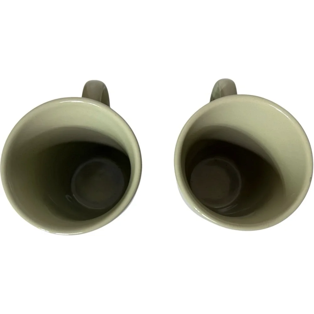Pier 1 Aspen Mug Green‎ Leaf Stoneware Coffee Tea Set of 2